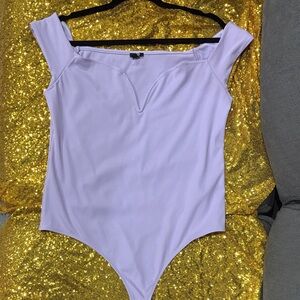 Express Light Purple Ribbed Bodysuit
